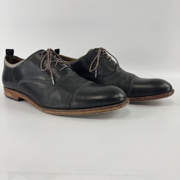 Johnston & Murphy Mens Shoes 12W Black Tan Leather Melton Cap Toe Oxford READ! main image 8